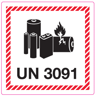 Lithium batterij markerings label UN3091 (nieuw formaat) 10x10 cm