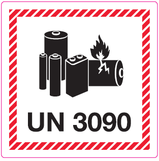 Lithium Battery marking label UN3090 (new format) 10x10 cm