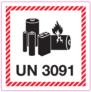 Lithium Battery marking label UN3091 (new format) 10x10 cm