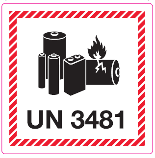 Lithium Battery marking UN 3481 (new format) 10x10 cm